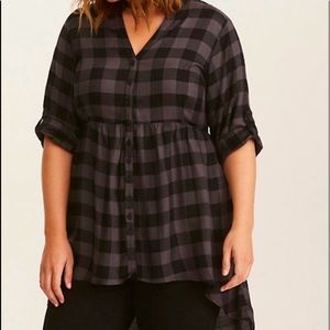 Lexie-Buffalo Plaid Hi-Low Babydoll Top